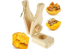 BOBASH 2 en 1 Presse-Plantains Réutilisable de, Presse à Bananes En Bois avec Lanière Suspendue, 16*6*6cm, Presse à Bananes Plantain en Bois, Presse-Purée pour Bananes Frites pour la Maison et la Cuisine