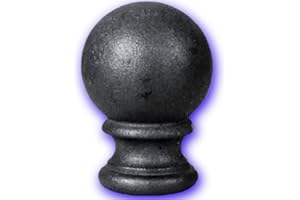 DECO FER FORGE Déco fer Forgé- BOULE DE RAMPE FONTE-DECORATION- Diamètre 70 mm H 100 mm x 70 mm- Main Courante Acier Bois Alu- 1 Insert Taraudé M10 Sous Embase-Usage Interieur Exterieur Satisfaction Garantie Robuste