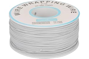 EUJGOOV Filo Elettrico 0,2mm² 30 AWG, Cavo Elettrico in Silicone Fili Conduttori Calibro di Rame Stagnato Singolo Bianco