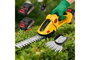AOFESEL Taille-haie électrique sans Fil 24 V pour Le Jardinage avec différents Embouts de Couteau, Ciseaux de 30 cm, Lame à Gazon 10 cm, Deux Batteries 1500 mAh et Chargeur