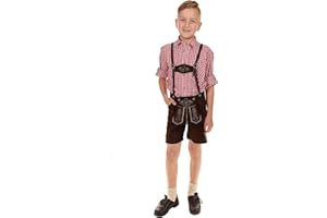 Isar-Trachten Niños Piel Pantalón Corto 55810 dunkelbr