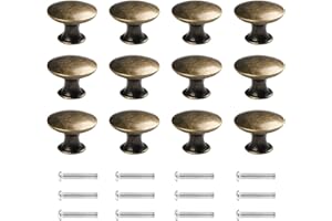 Kyrio 12 piezas de perillas de bronce antiguo Vintage tiradores de 30 mm perillas redondas de latón para muebles de baño de cocina cajón de gabinete,verde