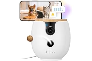 Furbo Mini 360º New Pet Camera - Unlock Smart Camera & Smart Features w/Paid Plan: Home Security & Dog & Cat Safety Alerts, Rotating Treat Dispenser w/Speaker (Subscription Required, 3mo Minimum)