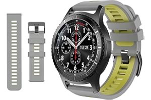 TiMOVO Band Compatible with Samsung Gear S3 Frontier/Galaxy Watch 46mm/Watch 3 45mm, 22mm Silicone Replacement Band for Vivoactive 4, Huawei Watch GT 3 2 Pro/GT3 46mm/GT2 46mm/GT 2e, Gray/Yellow