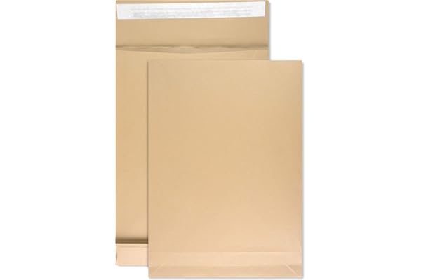 Netuno 50 pochettes d'expédition à soufflets brunes C4 229 x 324 mm 130g pochettes à soufflets extensibles grandes enveloppes expédition pour livres documents grande enveloppe soufflet fond pincé
