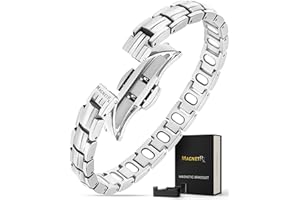 ‎MAGNETRX MagnetRX® EllipseMAX Magnetarmband Damen – 5-fache Stärke, 5.000 Gauß Magnet Armband Damen aus Titan Schmuck, entworfen in den USA, zum Patent angemeldet, verstellbar (Silber)