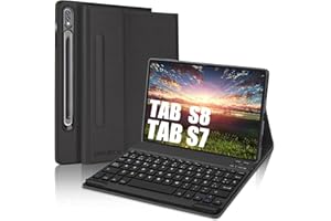 D DINGRICH Funda Teclado Samsung Tab S8 2022/S7 2020, DINGRICH Bluetooth Teclado Portalápiz Extraíble Inalámbrico, Teclado España Ñ para Samsung Galaxy Tab S8/S7 11"(SM-T870/T875/T878/X700/X706)