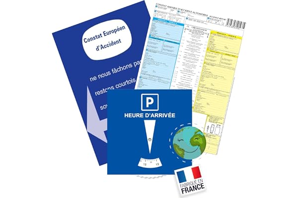 Kit Jeune Conducteur Voiture INDISPENSABLE ✯Fabrication FRANÇAISE✯ Accessoire Voiture Interieur Disque Zone bleue + Constat Amiable Accident Accessoires Auto Voiture Accessoires Intérieurs (GARANTIE)