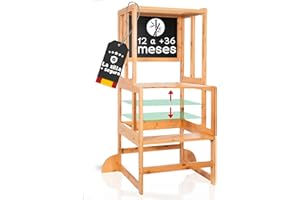 Kywai Torre de Aprendizaje Montessori de Bambú Antivuelco, Taburete Infantil y Juguetes