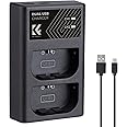 K&F Concept LP-E6/LP-E6N/LP-E6NH Dual Slot Fast Camera Battery Charger, Micro USB/Type-C Charging for Dual Battery for Canon EOS R5/R6, EOS R, EOS 5D Mark IV, 5D Mark III USB Cable Battery Charger