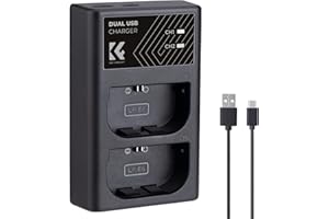 K&F Concept LP-E6/LP-E6N/LP-E6NH Dual Slot Fast Camera Battery Charger, Micro USB/Type-C Charging for Dual Battery for Canon EOS R5/R6, EOS R, EOS 5D Mark IV, 5D Mark III USB Cable Battery Charger