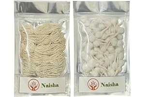 NAISHA Twin Pack Handmade Twisted Cotton Wicks (300 Pc) & Hand Rolled Cotton Puja Wicks 300 Pc Long Bati for Oil Lamp Diya Jyot Batti Light in Temple/Oil Lamps/Diwali/Akhand Pooja Lamps Festivals