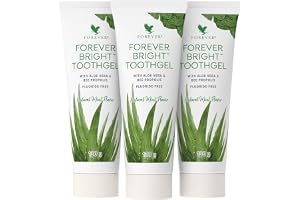 Forever Living – Bright Toothgel – (3 x 130 g) | Aloe Vera-gel och bipropolis; fluoridfri tandgel med pepparmynta smak för daglig munvård