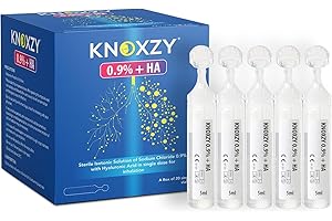 KNOXZY Isotonic Saline Solution 0.9% + Hyaluronic Acid Nebulizer Diluent for inhalators and Nasal Hygiene Clear Congestion from Airways & Lungs (20 Sterile Single Dose Vials of 5ml) (1)