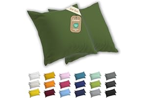 ‎LAVEA Lavea® 2er Set Kopfkissenbezüge 80x80 cm Olivgrün - 100% Baumwolle Jersey - OekoTex Zertifiziert - Sicherer Reißverschluss - Sparpack