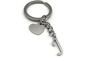 EVEMATE Schlüsselanhänger Buchstabe mit Herz | A-Z Buchstaben | Handmade | Edelstahl Anhänger | Namen Initiale Geschenk Partner Geburtstag Freund Freundin Mutter Vater