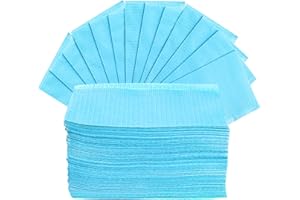 JREMREO 125 Stück 45 x 32.5 cm Dental Lätzchen Einweg, 3 Ply wasserdicht Piercing Tattoo Papier Tischdecken Clean Pad Patienten Serviette Tissue Lätzchen für Zahnklinik, Tattoo-Station und Salon (Blau)