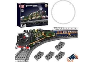 Mould King Technik Ferngesteuert Dampflokomotive SNCF 231 der Orient-Express-Französischen Eisenbahnen Zug Beleuchtung Bauklötze Set LED Licht Baukasten 3898 Stück Klemmbausteine Bausatz