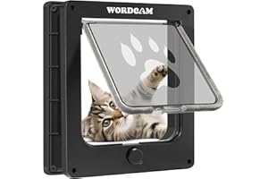 Wordcam Mittelgroße Katzentürklappe, 4-Wege-Verriegelung Katzentür für Innen- und Außentüren, Haustiertür für Katzen, Kätzchen, Hunde, robust, witterungsbeständig (Schwarz, M)