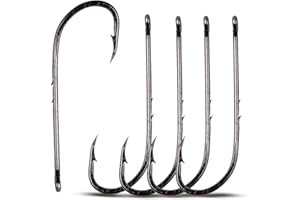 SHADDOCK Angelköderhalter mit Widerhaken, 100 Stück, Hartstahl, langer Schaft, Köderhalter, Köder, Angelhaken, schwarz, mit 2 Köderhaltern, Widerhaken, Jigfischhaken