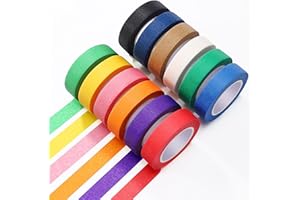 Mexgcom Nastro Coprente 13m x 15mm, 12PCS Nastro Autoadesivo Colorato, Nastro in Carta di Pittura Decorativo Nastro Adesivo per La Pittura, Arte, Journaling