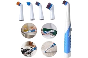 VIVO TECHNOLOGIES Electric Scrubber Cleaning Brush Electrical Brush Cleaner Spin Scrubber Cordless Cleaning Gadget with 4 Heads for Bathroom Household Tub Tile Floor Wall Kitchen