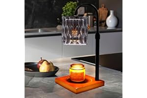 WARMCITY Glass Electric Candle Warmer Lamp Adjustable Height UK Plug, Large Wooden Base Wax Melt Lamp for Aroma Candle, Table Candle Warmer with Timer and Dimmer, Home Decor Gift (Wine Glass)