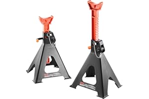 VEVOR Coppia di Cavalletti per Auto Supporti per Assale Cric Capacità 6T con Doppia Chiusura Altezza Regolabili 360-585 mm 1 Paio di Cavalletto per Sollevamento Auto, Moto, SUV, Camioncino, UTV/ATV