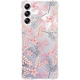 PrintiFy Samsung Galaxy A55 Uyumlu K&ouml;şe Korumalı Antişok Kapak Floral Kırmızı Tasarımlı Şeffaf Silikon Kılıf