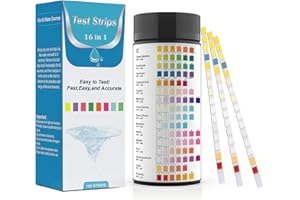 Fontee 16-in-1 Water Test Strips (100 pcs.) – Tests pH, Nitrite, Chlorine, Hardness, Mercury & Lead in Drinking Water, Swimming Pools and Aquariums