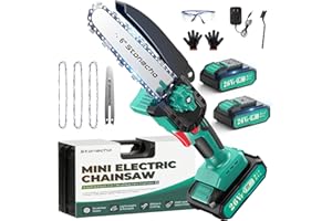 Stonecho Mini Chainsaw 6-inch, Upgraded Brushless & Cordless, 2 * 2000mAh Battery, One-Handed Portable Handheld Chainsaw for Garden Courtyard Tree Branch Wood Cutting