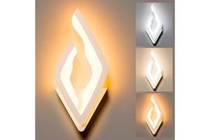 VUENICEE Applique da Parete Interno Moderno, 18W 1800LM LED Lampada da Parete a Forma di Fiamma in Acrilico, 3 Temperature di Colore Lampada a Muro LED per Camera da Letto, Corridoio,Soggiorno