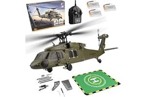 NULA K170 UH60L RC Hubschrauber für Erwachsene, 2,4G 4CH 6-Achsen-Gyro Ferngesteuerter Helikopter Militärflugzeug Bürstenloser Motor Höhenschwebeflug – RTF / 3 Akku