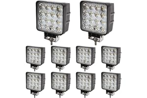 ‎BRIGHTUM BRIGHTUM 10 x 48W LED Offroad Arbeitsscheinwerfer 4560 Lumen weiß 12V 24V Flutlicht Reflektor worklight Scheinwerfer Arbeitslicht SUV UTV ATV Arbeitslampe - Traktor - Bagger …