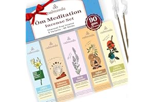 CALMVEDA Set Meditazione bastoncini - (90 grammi) 5 profumati: Incenso sandalo, lavanda, patchouli, Nag Champa Originali, Cannella