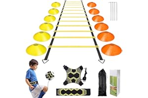 Druuzyl Kit de Entrenamiento de Fútbol Profesional - Escalera de Agilidad 6m + 12 Conos + Equipo para Velocidad (Adultos/Niños)