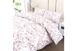 DECODEKO Juego Funda Nórdica 4 Piezas para Cama 150 - Funda Nordica 240x220cm, Bajera 150x200cm, 2 Fundas Almohada 50x75cm, Estampado Hojas, Microfibra Suave Transpirable