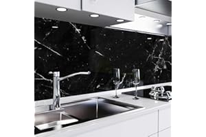 danario Revestimiento Autoadhesivo - Protector Pared Antisalpicaduras Cocina - Lámina de PET Rígida de 0,37 mm - Mate - Mármol negro - Muestra