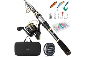Gonex Telescopic Fishing Rod and Spinning Reel Combo Set with Fishing Line, Fishing Lures Kit & Accessories and Carrier Bag f