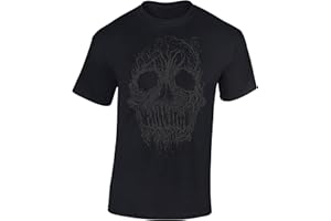 BADDERY Camiseta: Tree Skull - Cráneo de Árbol - Fantasy T-Shirt - Regalo Hombre-s y Mujer-es - Fantasía - Sci-Fi Sciencia Ficción - Calavera - Zombi-e - Horror - Halloween - Árbol Selva Bosque