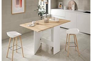 Dmora - Tavolo allungabile Toledo, Tavolo da pranzo pieghevole con piano abbattibile, Tavolo ausiliario richiudibile, 31x77h78 cm, Bianco e Rovere