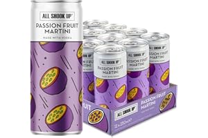 All Shook Up Passion Fruit Martini | Ready to Drink Cocktail Cans | 12 x 250ml Cans | 3.4% ABV | Fruity Premixed Cocktail with Smooth Vanilla & Passion Fruit with Triple Distilled Vodka