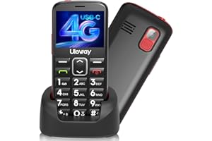 uleway 4G Telephone Portable Senior, Téléphone Portable Basique pour Personnes Agées, Telephone Debloqué avec Grosse Touche,2.4" Grand Écran,Bouton SOS, Station De Charge (Noir)