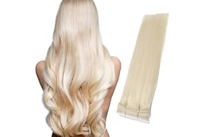 happyqueen - 16" to 26"- 65g/165g/180g -Full/Half Head Remy Human Hair Weaves/wefts for Sew in or Glue in- Grade AAA-Extra Volume (#60 Platinum Blonde, 18" (65g))