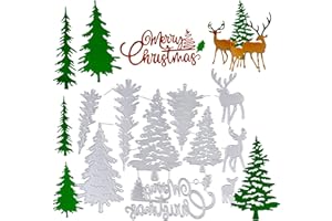 BETESSIN 11pcs Noël Matrices de Découpe Scrapbooking Dies Cutting Arbre de Noël Sapin Renne Feuille Merry Christmas Pochoirs Bricolage Album en Métal Décoration pour Artisanat Fête Noël Anniversaire