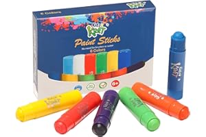 DOMTEK Paint Sticks for Children – 6 Pack of Assorted Paint Sticks, Mess Free Colouring and Washable Painting Set for Children; Uncap and Twist Multi-Surface Paint Sticks For Kids