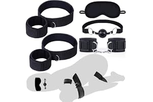 BDSM Bondage Restricción Parejas Juguetes Sexuales, Juguetes Sexuales Muslo y Tobillo Muñequeras BDSM Kit Extraíble, Juguetes BDSM Bola Mordaza Vendaje Restricciones Sexuales