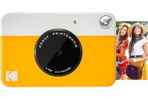 KODAK Printomatic Appareil photo numérique à impression instantanée couleur – Photos de haute qualité sur papier autocollant Zink 2 x 3" – 5 MP, portable, cadeau créatif pour anniversaire, Noël– Jaune