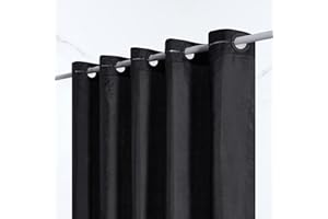 Furlinic Duschvorhang Schmale Textile Badvorhänge aus Stoff für Dusche und Badewanne Wasserdicht Schimmelresistent Waschbar Schwarz 120x200 mit Groß Ösen.