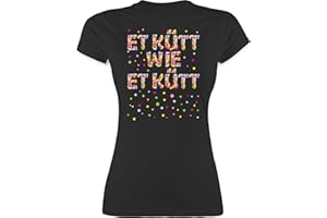 Shirtracer - Shirt Damen - Karneval & Fasching - Damen - Et kütt wie et kütt - Konfetti Köln Kölsch Grundgesetz Echte Kölner